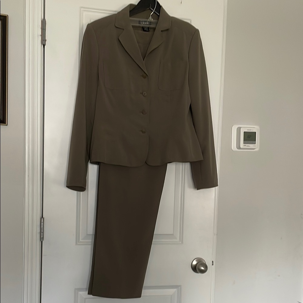 Rafaella Suit Pants Jacket Women Size 10 Deep Olive Fitted Straight Leg Career - Picture 4 of 16